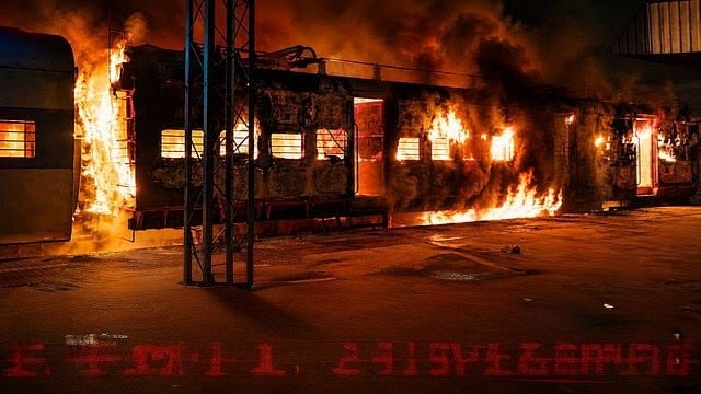 ट्रेनला भीषण आग; सुदैवाने कोणतीही जीवितहानी नाही
