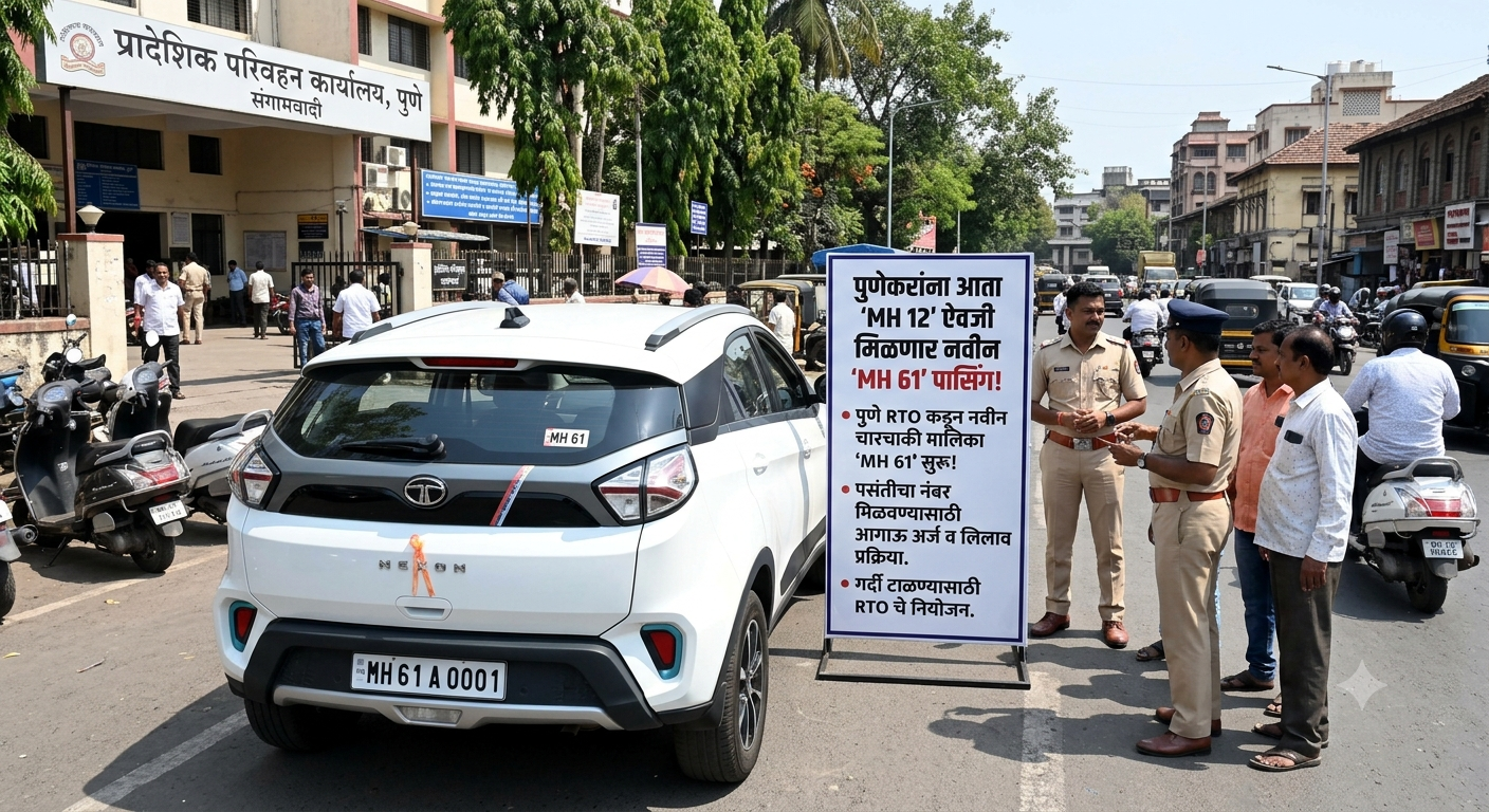 पुणेकरांना मिळणार MH 12' ऐवजी नवीन 'MH 61' पासिंग