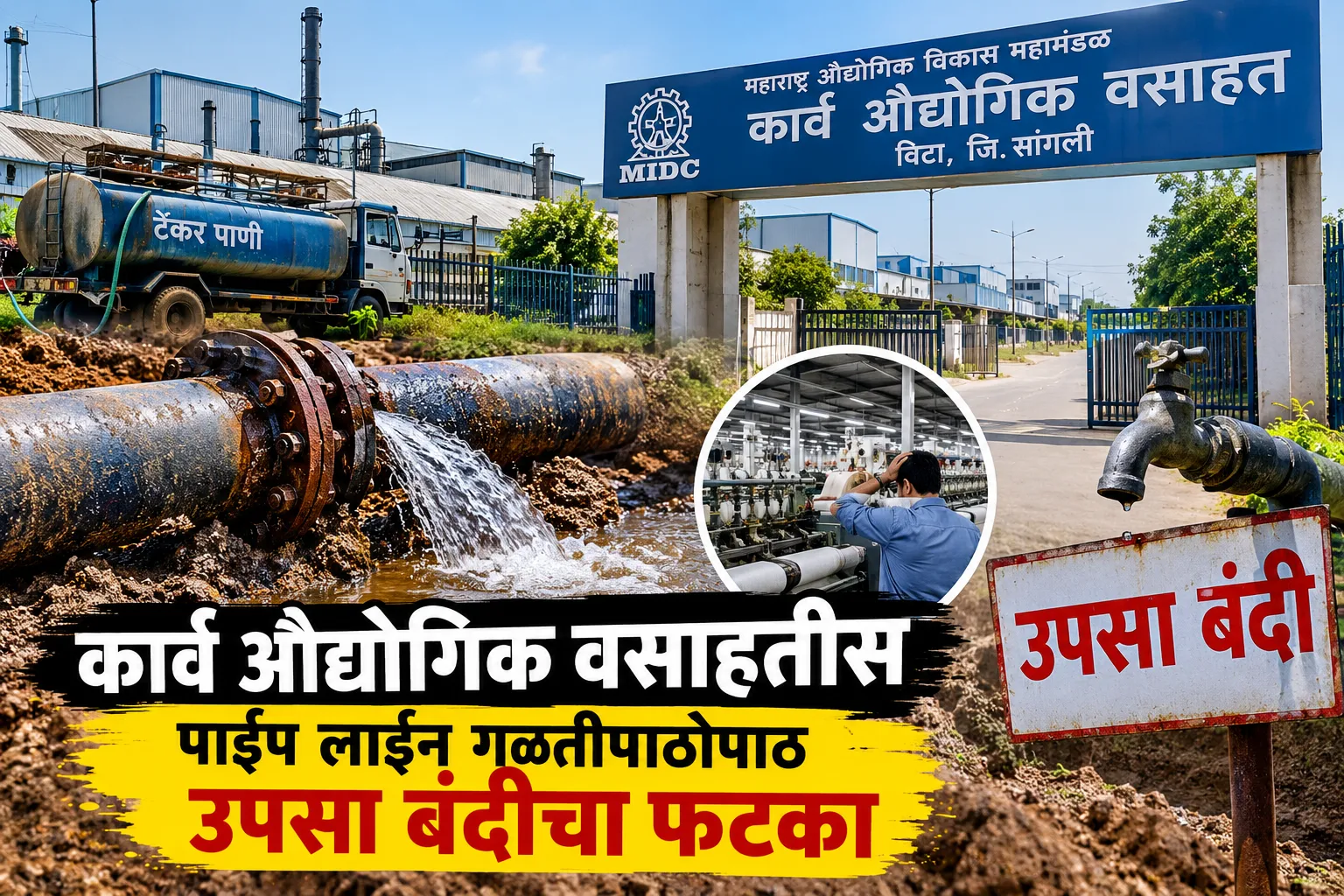 कार्वे औद्योगिक वसाहतीस पाईप लाईन गळतीपाठोपाठ उपसा बंदीचा फटका